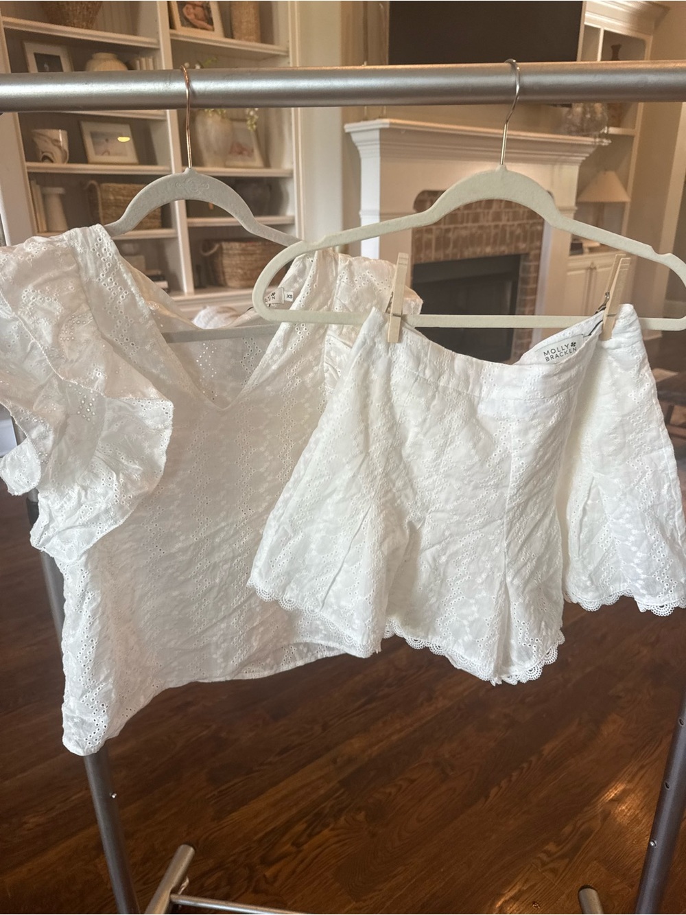 Molly Bracken White Eyelet Off-Shoulder Blouse